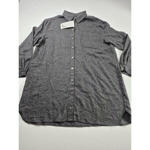 Sézane Sadie Shirt Dress Womens 6 Gray Button Front Long Sleeve Wool Collared